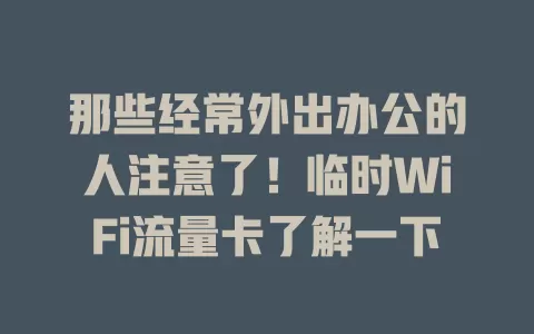那些经常外出办公的人注意了！临时WiFi流量卡了解一下