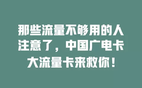 那些流量不够用的人注意了，中国广电卡大流量卡来救你！