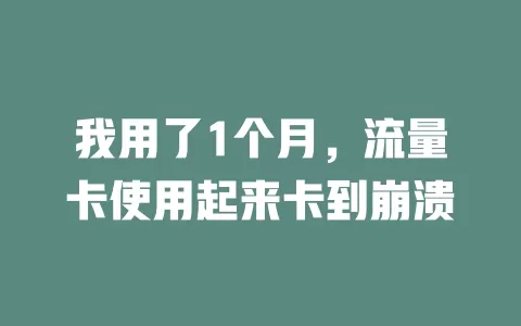 我用了1个月，流量卡使用起来卡到崩溃