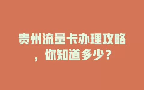 贵州流量卡办理攻略，你知道多少？