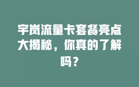 宇岚流量卡套餐亮点大揭秘，你真的了解吗？
