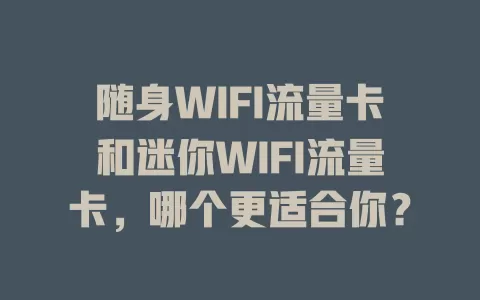 随身WIFI流量卡和迷你WIFI流量卡，哪个更适合你？