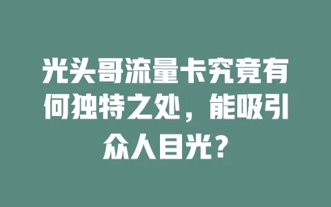光头哥流量卡究竟有何独特之处，能吸引众人目光？
