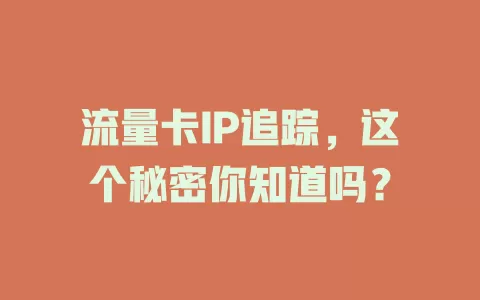 流量卡IP追踪，这个秘密你知道吗？