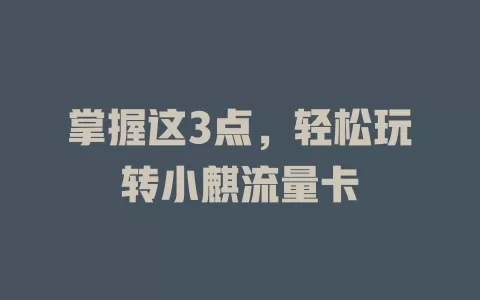 掌握这3点，轻松玩转小麒流量卡