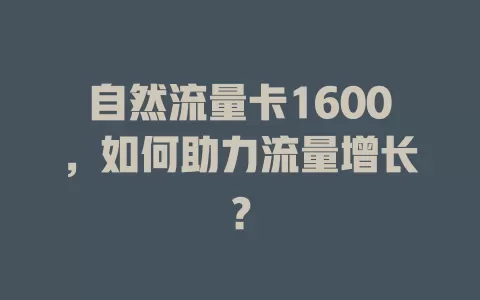自然流量卡1600，如何助力流量增长？