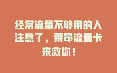 经常流量不够用的人注意了，莱昂流量卡来救你！