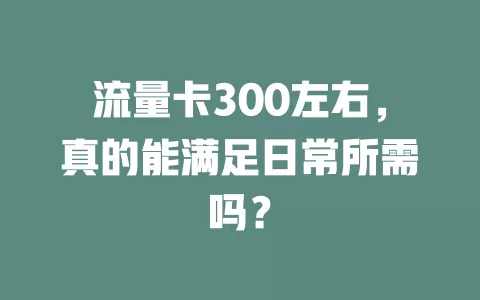 流量卡300左右，真的能满足日常所需吗？