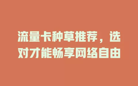 流量卡种草推荐，选对才能畅享网络自由