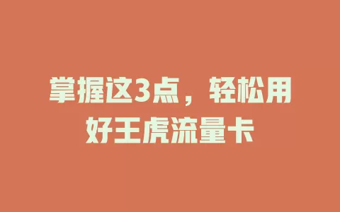掌握这3点，轻松用好王虎流量卡
