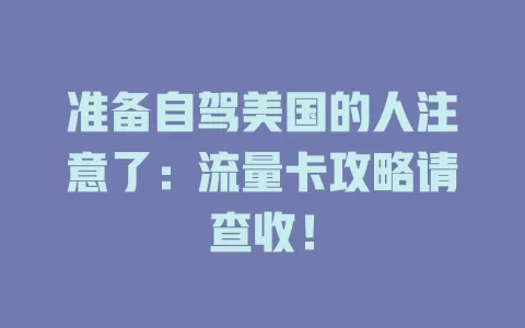 准备自驾美国的人注意了：流量卡攻略请查收！