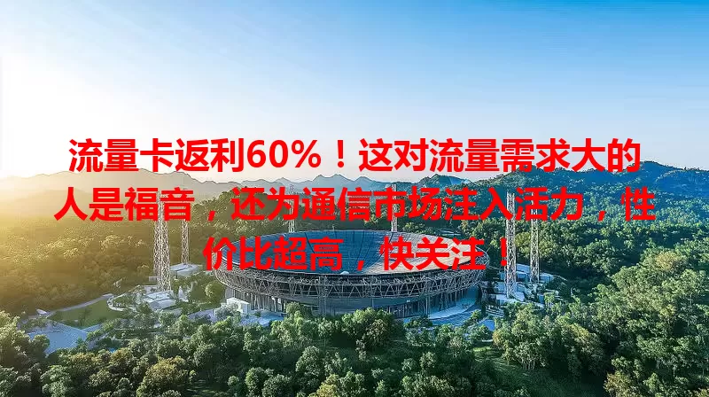 流量卡返利60%！这对流量需求大的人是福音，还为通信市场注入活力，性价比超高，快关注！