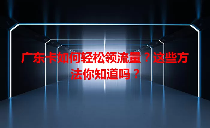 广东卡如何轻松领流量？这些方法你知道吗？