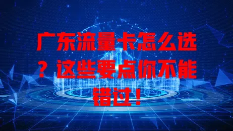 广东流量卡怎么选？这些要点你不能错过！