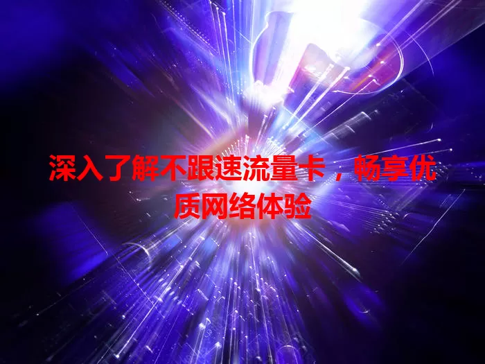 深入了解不跟速流量卡，畅享优质网络体验