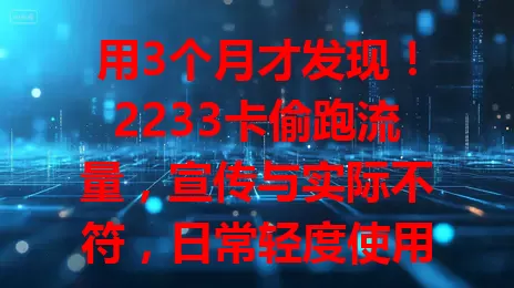 用3个月才发现！2233卡偷跑流量，宣传与实际不符，日常轻度使用流量却飞速减少，咨询朋友也有同样情况，希望相关部门重视处理