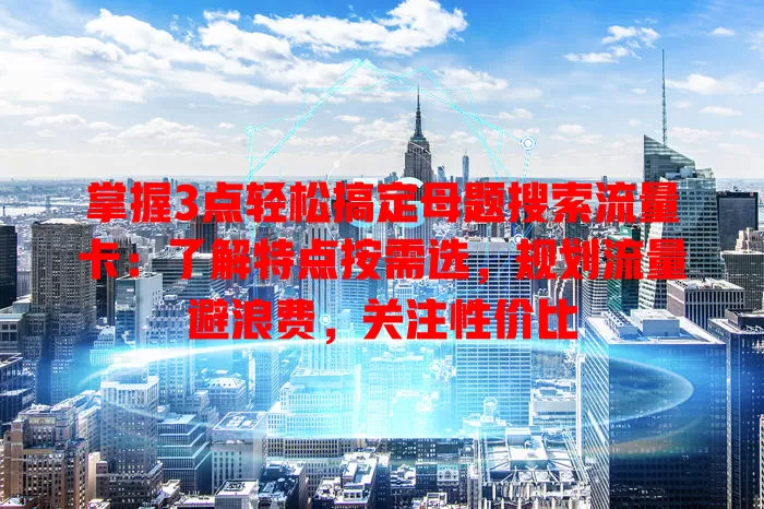 掌握3点轻松搞定母题搜索流量卡：了解特点按需选，规划流量避浪费，关注性价比