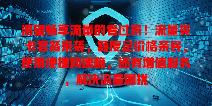 渴望畅享流量的看过来！流量爽卡套餐来袭，额度足价格亲民，使用便捷网速稳，还有增值服务，解决流量困扰