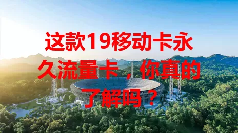 这款19移动卡永久流量卡，你真的了解吗？