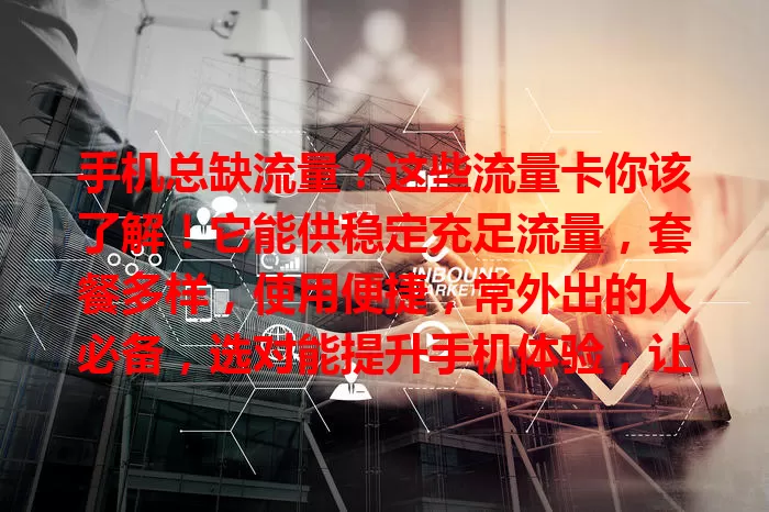 手机总缺流量？这些流量卡你该了解！它能供稳定充足流量，套餐多样，使用便捷，常外出的人必备，选对能提升手机体验，让数字生活更精彩