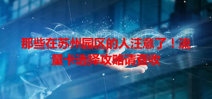 那些在苏州园区的人注意了！流量卡选择攻略请查收