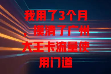 我用了3个月，摸清了广州大王卡流量使用门道