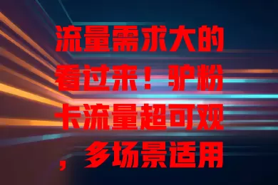 流量需求大的看过来！驴粉卡流量超可观，多场景适用，额度足性价比高，移动办公娱乐超方便