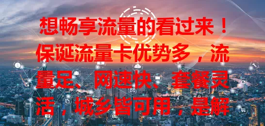 想畅享流量的看过来！保诞流量卡优势多，流量足、网速快、套餐灵活，城乡皆可用，是解决流量问题的好帮手