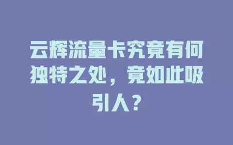 云辉流量卡究竟有何独特之处，竟如此吸引人？