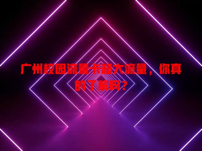 广州校园流量卡超大流量，你真的了解吗？