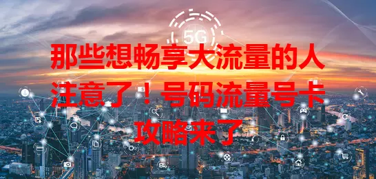 那些想畅享大流量的人注意了！号码流量号卡攻略来了