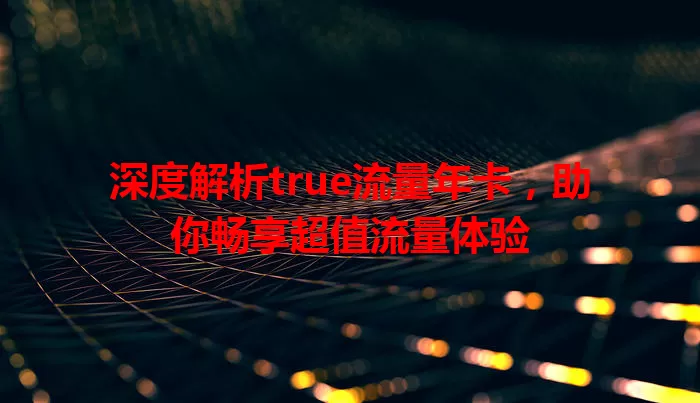 深度解析true流量年卡，助你畅享超值流量体验