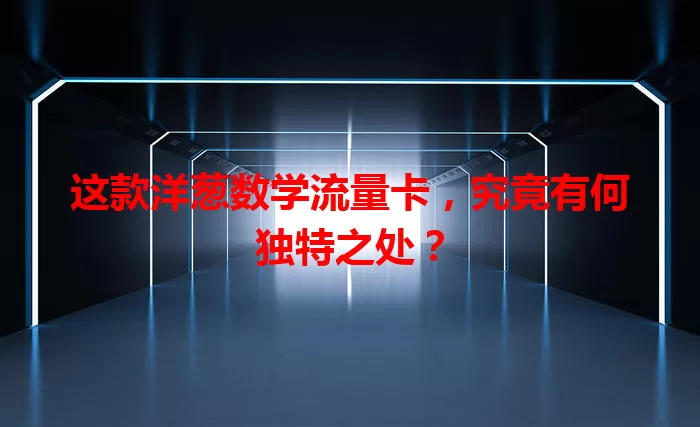 这款洋葱数学流量卡，究竟有何独特之处？