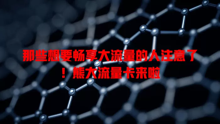 那些想要畅享大流量的人注意了！熊大流量卡来啦