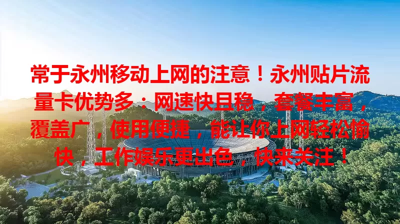 常于永州移动上网的注意！永州贴片流量卡优势多：网速快且稳，套餐丰富，覆盖广，使用便捷，能让你上网轻松愉快，工作娱乐更出色，快来关注！