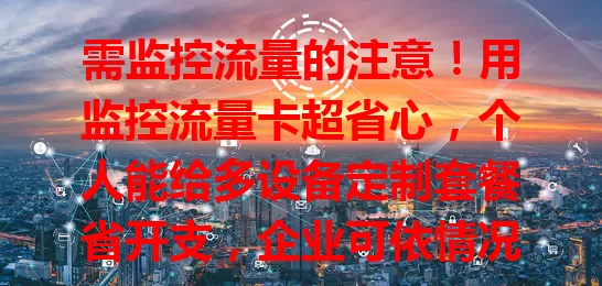 需监控流量的注意！用监控流量卡超省心，个人能给多设备定制套餐省开支，企业可依情况定制专属方案控成本，还能灵活调套餐，让流量监控轻松高效！
