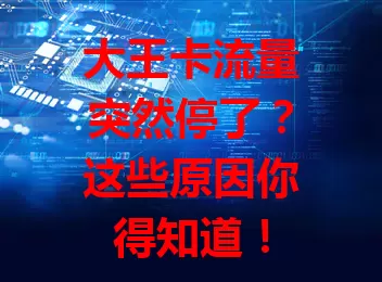 大王卡流量突然停了？这些原因你得知道！