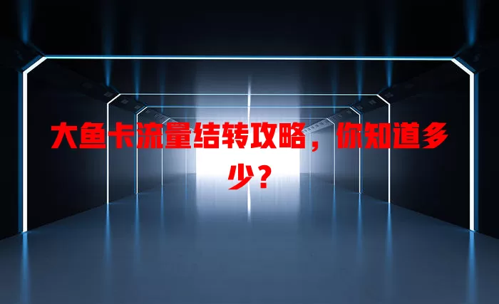 大鱼卡流量结转攻略，你知道多少？