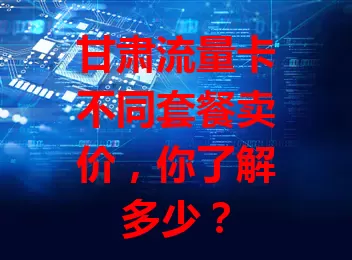 甘肃流量卡不同套餐卖价，你了解多少？