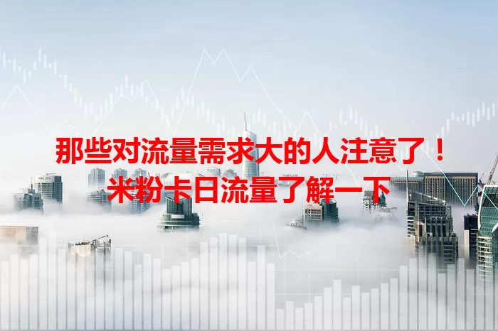 那些对流量需求大的人注意了！米粉卡日流量了解一下