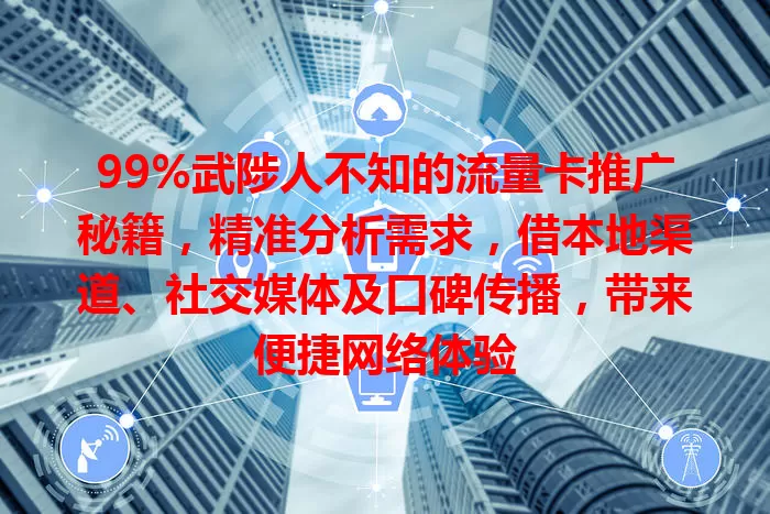 99%武陟人不知的流量卡推广秘籍，精准分析需求，借本地渠道、社交媒体及口碑传播，带来便捷网络体验