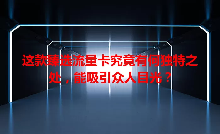 这款臻选流量卡究竟有何独特之处，能吸引众人目光？
