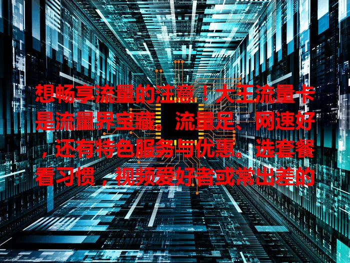 想畅享流量的注意！大王流量卡是流量界宝藏。流量足、网速好，还有特色服务与优惠。选套餐看习惯，视频爱好者或常出差的都能找到适合的。了解它，开启精彩网络生活