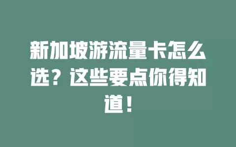 新加坡游流量卡怎么选？这些要点你得知道！