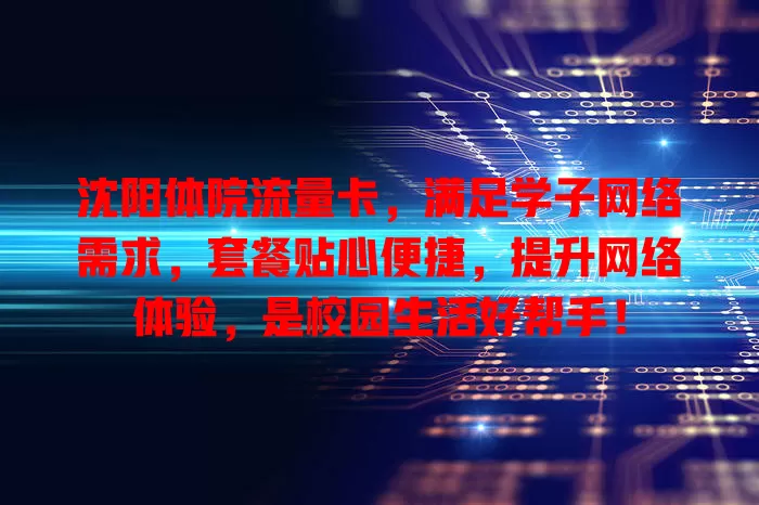 沈阳体院流量卡，满足学子网络需求，套餐贴心便捷，提升网络体验，是校园生活好帮手！