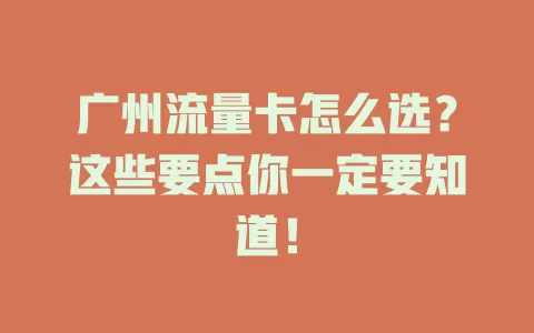 广州流量卡怎么选？这些要点你一定要知道！