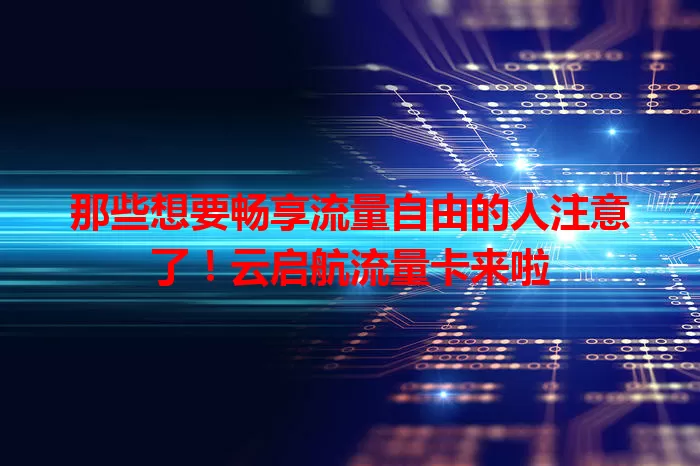 那些想要畅享流量自由的人注意了！云启航流量卡来啦