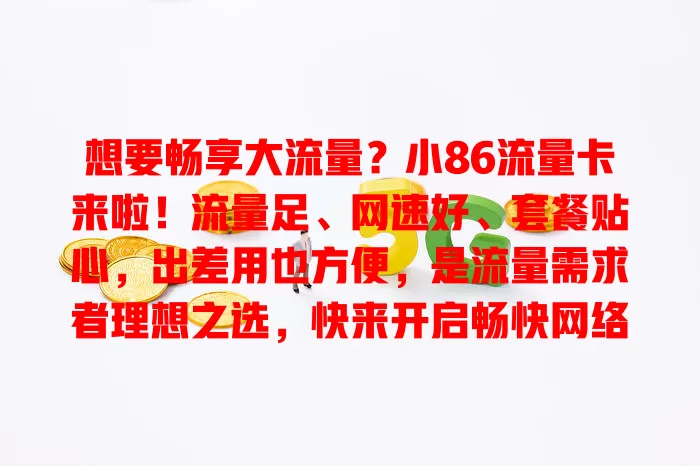 想要畅享大流量？小86流量卡来啦！流量足、网速好、套餐贴心，出差用也方便，是流量需求者理想之选，快来开启畅快网络之旅