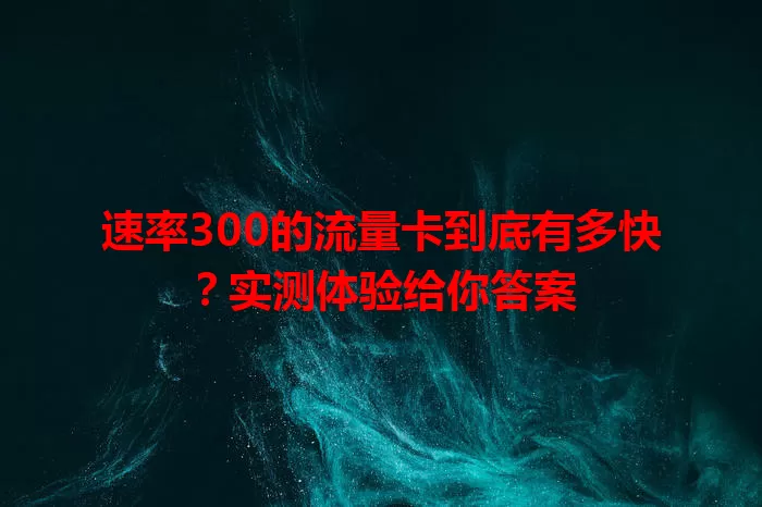 速率300的流量卡到底有多快？实测体验给你答案