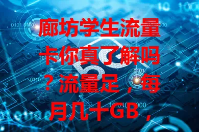 廊坊学生流量卡你真了解吗？流量足，每月几十GB，多种套餐可选，网络快且稳，还有专属客服，特殊情况可灵活调套餐，选卡要按需挑最适合的